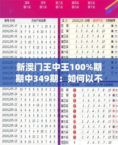 新澳门王中王100%期期中349期:如何以不变应万变的投注哲学
