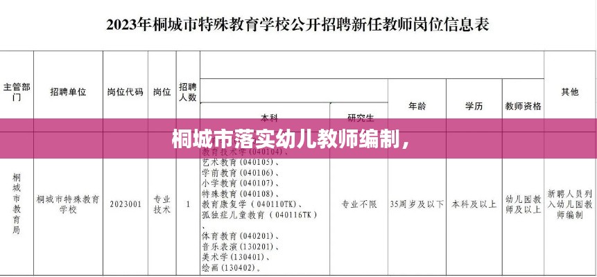 桐城市落实幼儿教师编制， 