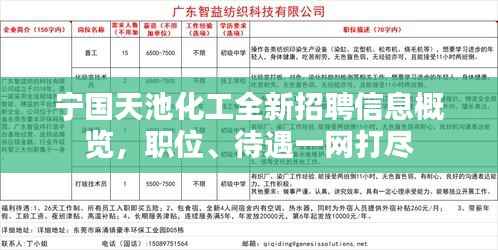 宁国天池化工全新招聘信息概览,职位、待遇一网打尽