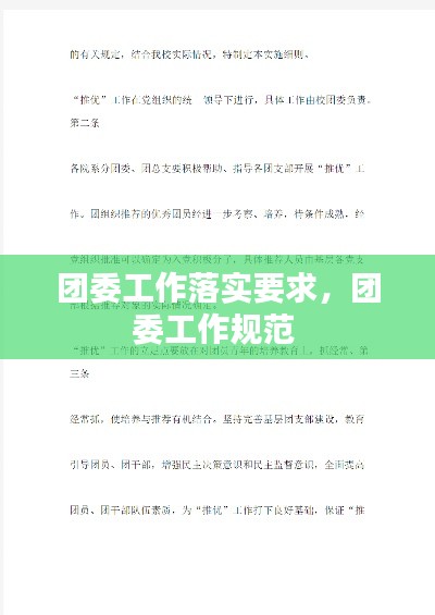 团委工作落实要求,团委工作规范